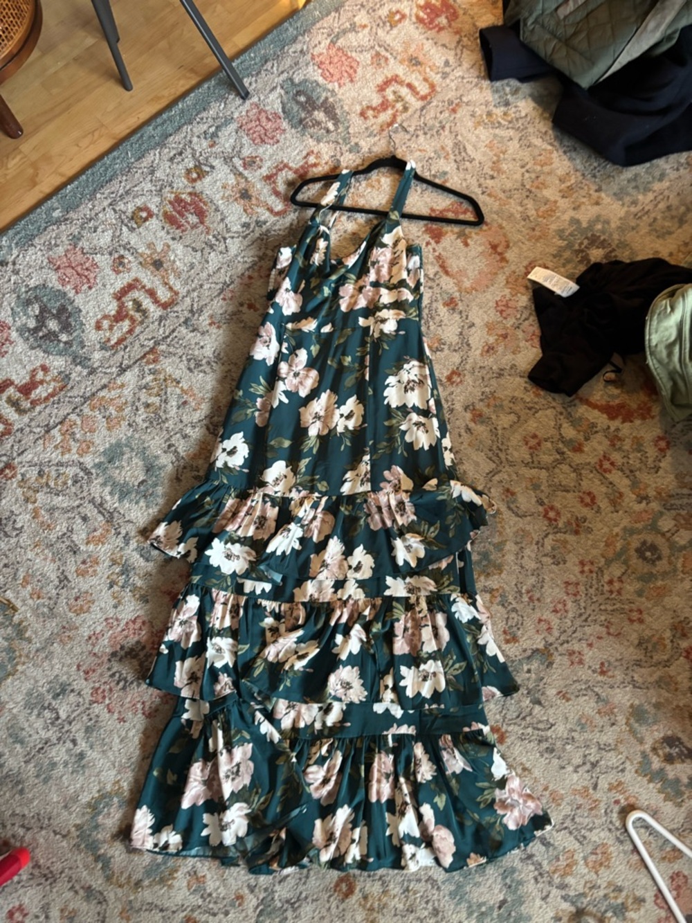 Abercrombie & Fitch Dark Green Floral Tiered Maxi Dress - Picture 3 of 4